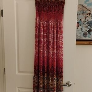 Bohemian Pink and White Maxi Dress